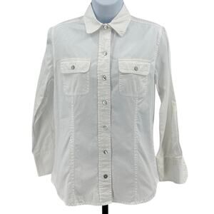 Chico's Shirt WMNS SZ 0 White Button Up Long Sleeve Collared Dress Blouse
